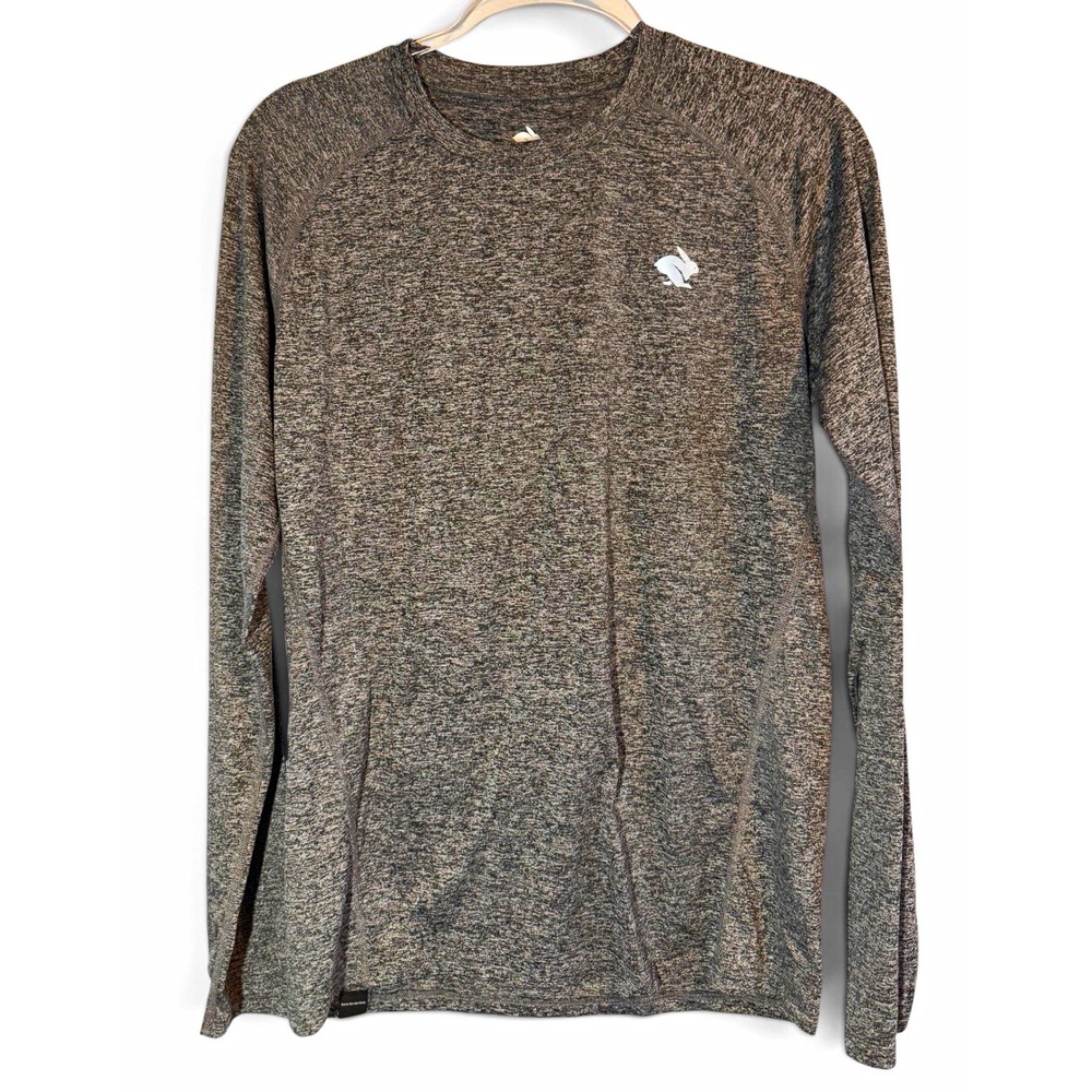 rabbit EZ Tee Heather Long Sleeve Running Shirt Gray Athletic Top Size S